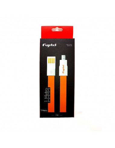 Cable Fujitel USB A MICRO USB - 1MT Plano Imantado Naranjo