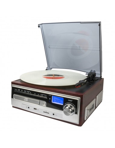 TOCADISCOS RETRO LOS 80 USB/SD/ RADIO FM/ AUX/ BT/ CD/CASSETTE