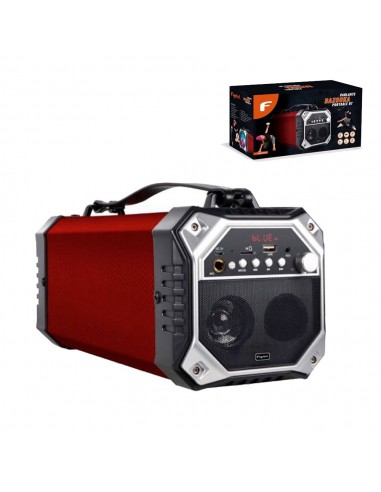 BAZOOKA BT FUJITEL 15W/4"/USB/FM/MIC CABLE ROJO