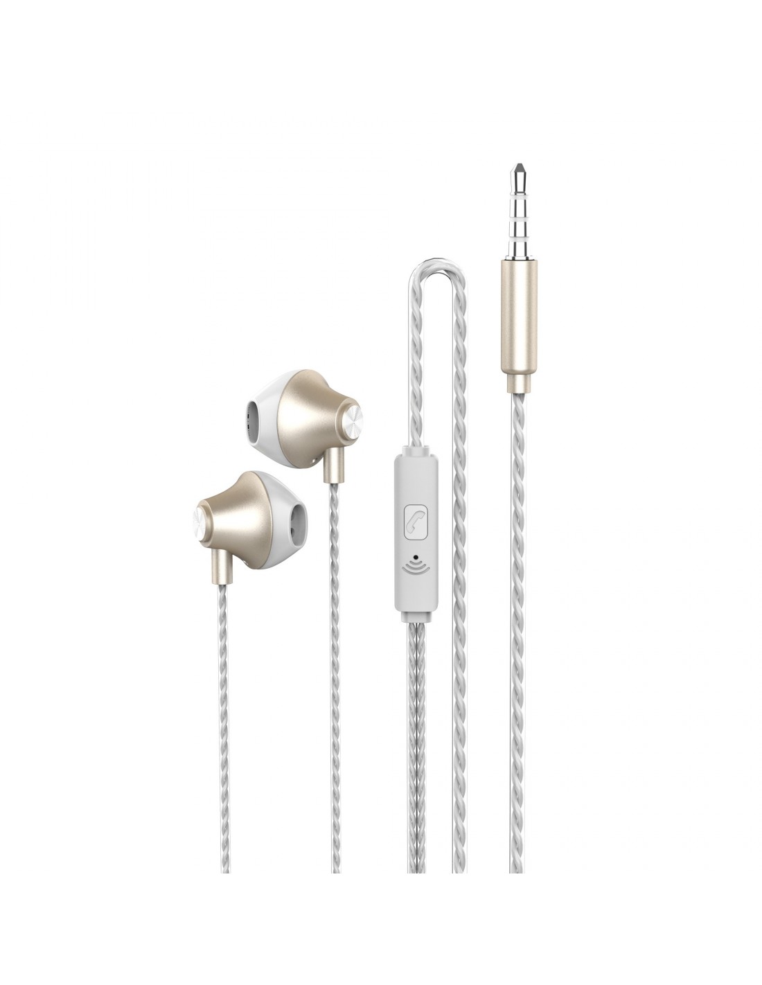 AUDIFONO IN EAR CABLE TRENZADO GOLD WHITE AUDIOLAB