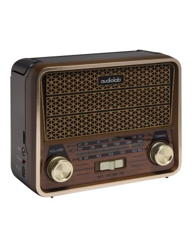 Radio Audiolab diseño Vintage  AM/FM/SW a Pilas y Bateria recargable